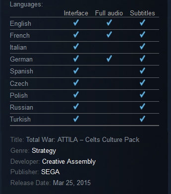 Total War: ATTILA - Celts Culture Pack (steam) - Click Image to Close
